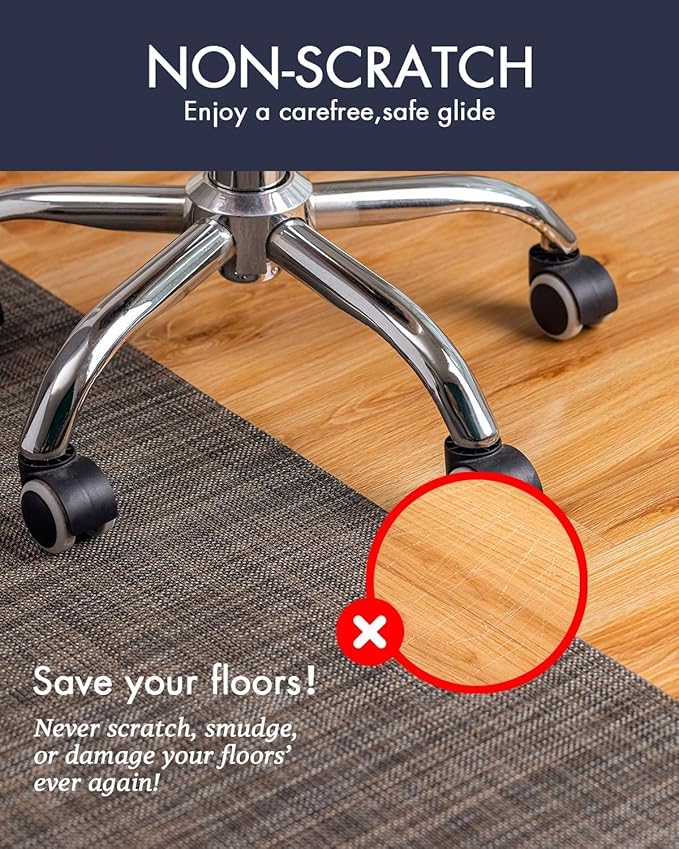 Baroyal Office Chair Mat for Hardwood Floor Under Desk Computer Rolling Chair Mat for Wood/Tile Floor Non-Slip Heavy Duty Desk Rug PVC Plastic Hard Floor Protector 48" x 60" (Dark Walnut)