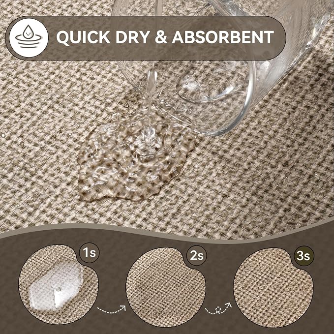 YDKGL Bathroom Rugs Mat 20x31, Ultra Thin Non Slip Bath Mats for Bathtub Quick Dry Absorbent Rubber Bathroom Mat Fit Under Door, Washable Half Round Bath Rugs, Beige Brown