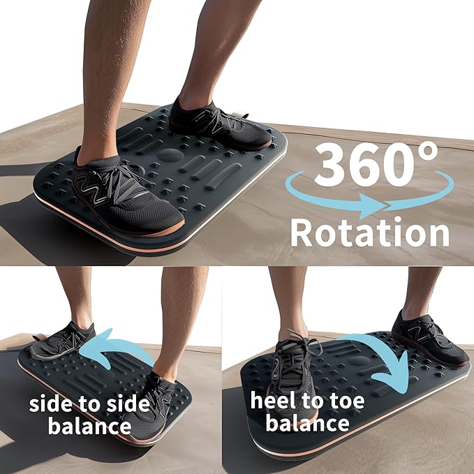 Balance Board for Standing desk, 2-in-1 Dual-Sided Balance Stability Trainer & Anti-Fatigue Standing Mat,Calf Stretcher,for Home,Gym,Office