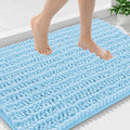 Smiry Bathroom Rugs Mat 36x24, Extra Soft Absorbent Chenille Bath Rugs, Non Slip Rubber Backing Machine Washable Quick Dry Bath Mats for Bathroom Floor, Tub, Shower, Home Decor Accessories, Sky Blue