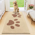 Smiry Dog Door Mat for Muddy Paws, Absorbs Moisture and Dirt, Low-Profile Entryway Mat with Non-Slip Backing, Entry Indoor Outdoor Doormat for Inside Floor (47x24 Inches, Light Beige, Paw)