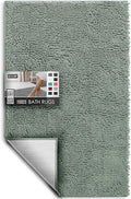 Hearth & Harbor Bathroom Rugs, Chenille Bath Mat - Machine Washable Bath Mats for Bathroom Non-Slip Backing Rubber, Quick Dry Bathroom Mat, 26 x 44 - Ice Green