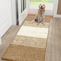 Smiry Dog Door Mat for Muddy Paws, Absorbs Moisture and Dirt, Low-Profile Entryway Mat with Non-Slip Backing, Entry Indoor Outdoor Doormat for Inside Floor (48x32 Inches, Camel, Striped)