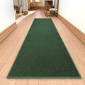 Runner Rug with Non Slip Rubber Backing, Washable Soft Floor Carpet for Kitchen, Hallway, Entryway Indoor, Bedroom, Laundry, Low Pile Area Rugs, Solid Color with Pointillism Style (Green, 2' * 10')