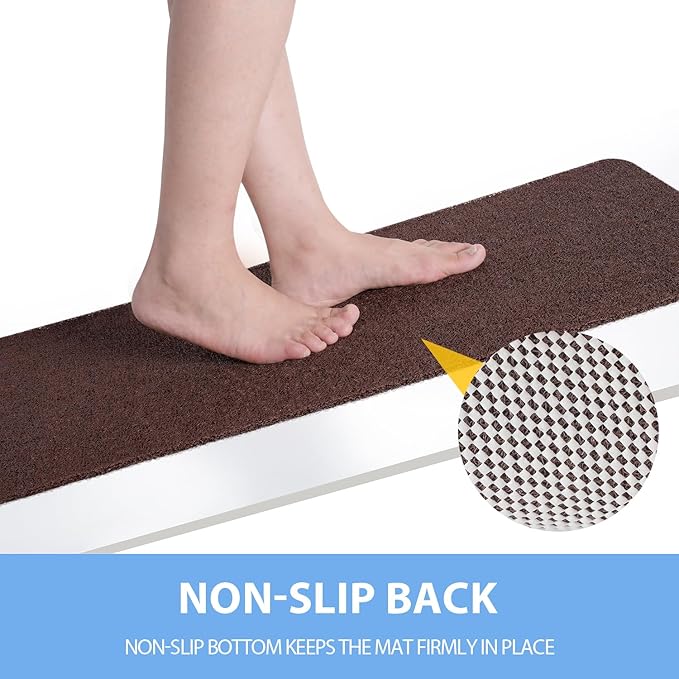 Hargiis Non-Slip Bathtub Mat, Anti Slip Shower Mat, Fast Drying Bathtub Mats, Foot Scrubber Mat, Anti Slip Mat for Tub, Floor, Bathroom, Kitchen, Home, Hotel (Brown 24"×16")