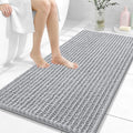 OLANLY Long Bathroom Rugs Runner 47x24, Thick Soft and Absorbent Chenille Bath Mat, Non-Slip, Machine Washable Quick Dry Bath Rugs for Tub Shower Floor, Home Decor Accessories, Light Grey