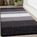 Kitinjoy Indoor Outdoor Door Mat, 71x47 Non-Slip Absorbent Dirt Trapper, Low-Profile Washable Inside Entrance Front Floor Mat, Sturdy Soft Entry Dotted Ombre Doormats for Entryway, Black