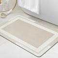ACCUMTEK Non Slip Bath Mat, Thin Bathroom Rugs Fit Under Door, Quick Dry Bath Mats, Machine Washable Bath Rugs for Bathroom, Bathtub & Kitchen, Bathtub, Light Beige/Bordered/24 x17
