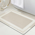 ACCUMTEK Non Slip Bath Mat, Thin Bathroom Rugs Fit Under Door, Quick Dry Bath Mats, Machine Washable Bath Rugs for Bathroom, Bathtub & Kitchen, Bathtub, Light Beige/Bordered/32 x20