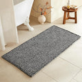 TYUU Black and White Bathroom Rugs, Waffle Bath Mat Non Slip Washable Super Absorbent Quick Dry Boho Farmhouse Bathroom Decor, 48"x24" Black and White