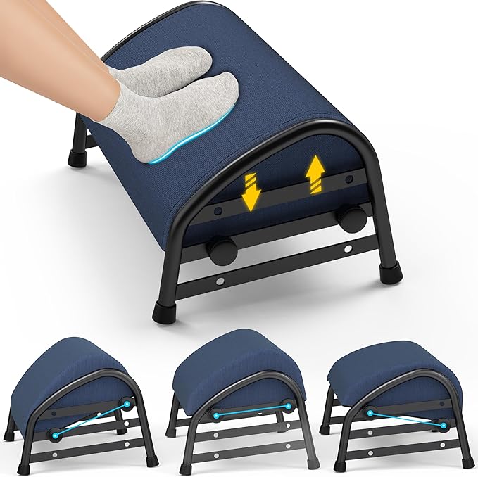 YEASHEIN Adjustable Foot Rest for Under Desk at Work, Ergonomic Foot Stools with 7 Positions, Elevated Cushion Under Desk Footrest with Metal Frame, Leg Rest Used for Home, Car, PC Gaming Accessories