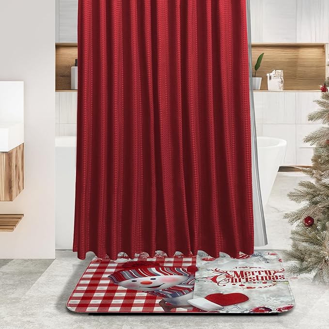 Clara Clark Bathroom Set - Christmas Bathroom Accessories Set, 27PC Bathroom Accessory Set, Christmas Bathroom Sets with Bathroom Rugs, Adhesive Corner Shower Caddy Hanging, Toilet Brush & Trash Can