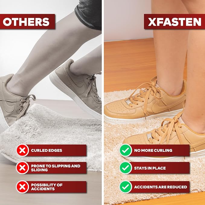 XFasten Double Sided Carpet Tape for Area Rugs 2 Inch x 30 Yards w/Mini Cutter, Residue-Free Carpet Tiles Tape, Heavy-Duty Rug Pad Gripper for Hardwood, Vinyl Flooring Underlayments, Laminate