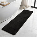 TYUU Black Bathroom Runner Rugs, Ultra Soft Long Bath Mat Machine Washable Super Absorbent Quick Dry Bathroom Runner Rug 16 x 60 Non Slip, Black 16" x 60"