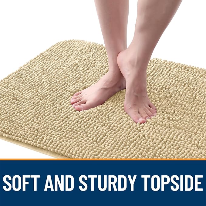 OLANLY Dog Door Mat for Muddy Paws 47x17, Absorbs Moisture and Dirt, Absorbent Non-Slip Washable Doormat, Quick Dry Chenille Mud Mat for Dogs, Entry Indoor Entryway Carpet for Inside Floor, Sand