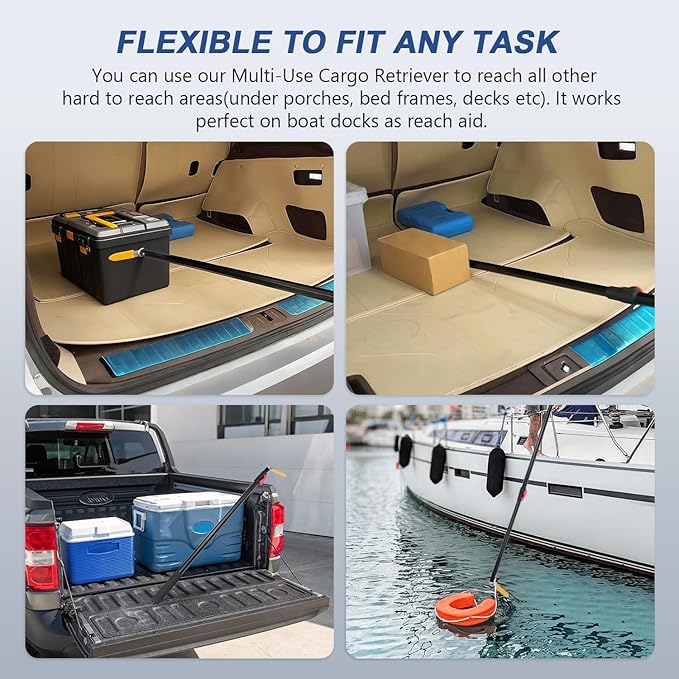 HUAALIUCHE 5FT Pickup Truck Cargo Retrieval,Multi-Use Cargo Retriever,Telescopic Cargo Retriever Hook,Long Reaching Tool