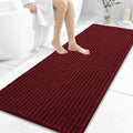 OLANLY Long Bathroom Rugs Runner 59x24, Thick Soft and Absorbent Chenille Bath Mat, Non-Slip, Machine Washable Quick Dry Bath Rugs for Tub Shower Floor, Home Decor Accessories, Burgundy