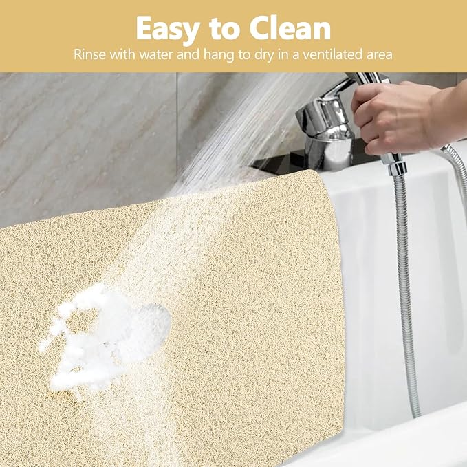 Shower Mat Non Slip: 32 x 24 Inch Extra Large Shower Mats with Drain Hole in Middle - Soft Loofah Quick Drying Matt for Shower Stall