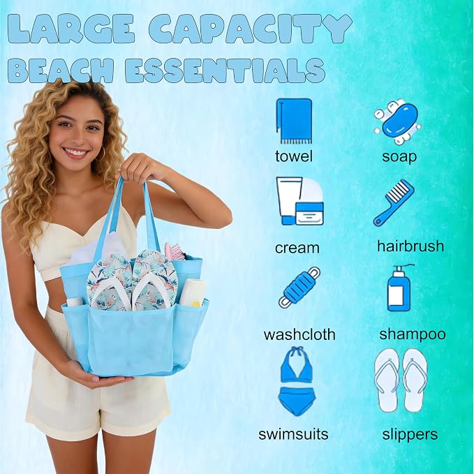 Attmu Mesh Shower Caddy Portable, Quick Dry Hanging Shower Tote Bag for College Dorm Room Essentials, Large Capacity Caddy Dorm for Bathroom Gym Swimming