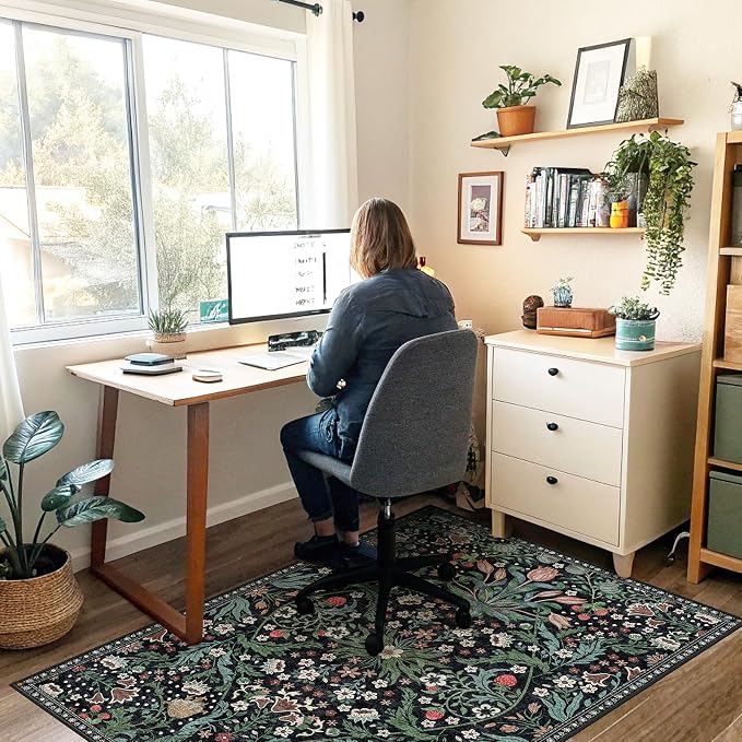 Office Chair Mat for Hardwood Floor & Tile Floor,48"X 60" Heavy Duty Desk Chair Mat for Hard Floors, Under Desk Rug for Rolling Computer Chair,Anti Slip,Low Pile Carpet Floor Protector-Green Grass