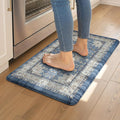 Collive Boho Blue Kitchen Mats Cushioned Anti Fatigue Mats, Non-Slip Kitchen Floor Mats, Kitchen Rugs for Sink, Laundry,Office, 17”x30” Waterproof Standing Desk Mat