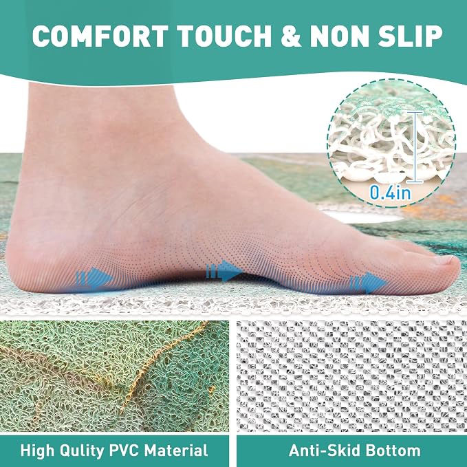 Square Shower Mat Non Slip: 36 x 36 Inch Extra Large Shower Mats with Drain Hole in Middle - PVC Loofah Anti Slip Shower Floor Matt for Inside Shower