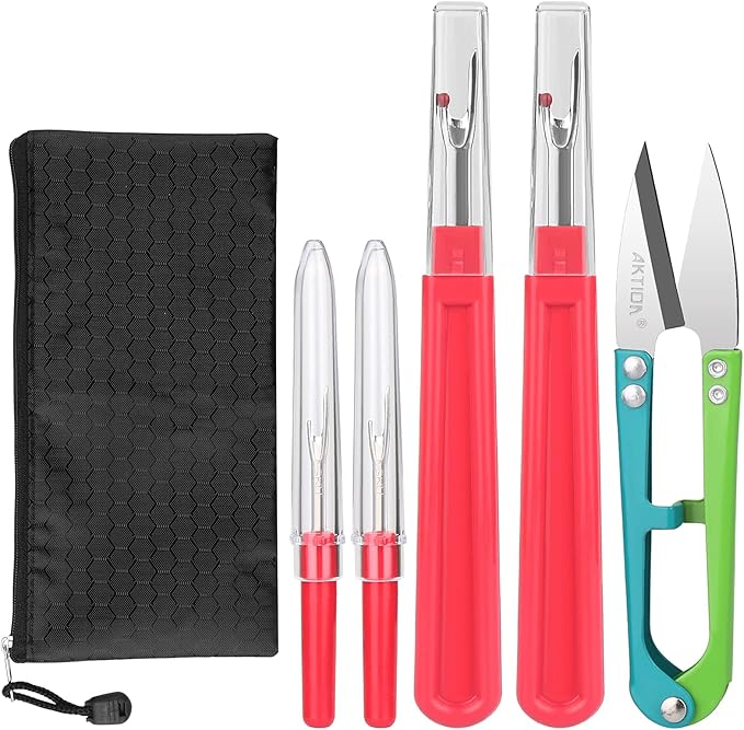 CampTek Seam Ripper, Sewing Stitch Ripper and Thread Remover Tool Kit, 2 Big+2 Small Embroidery Cutter and 1 Thread Snips (Red)