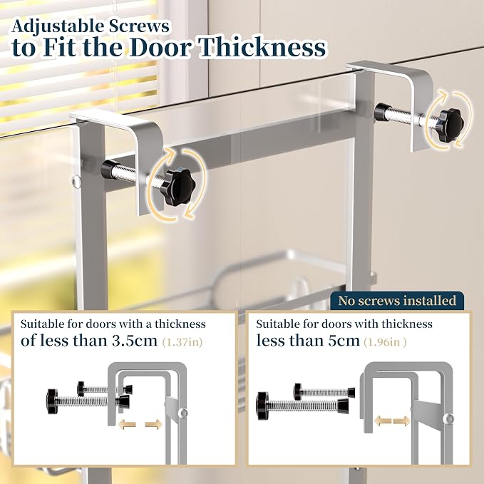 Consumest Over The Door Shower Caddy - 4 Tier Adjustable Hanging Shower Organizer Shelf with 2 Soap Holders & 22 Hooks, Rustproof Easy Installation Hanging Storage Rack for Bathroom, Silver