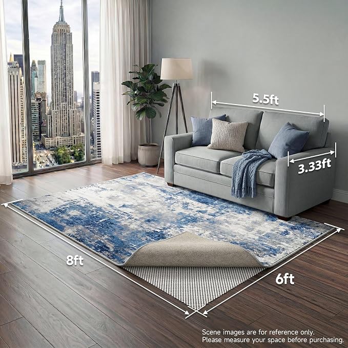 Veken 6x8 Ft Rug Pad Gripper for Hardwood Floors, Non Slip Rug Pads for Area Rugs, Thick Rug Grippers for Tile Floors, Under Carpet Anti Skid Mat, Keep Your Rugs Safe and in Place