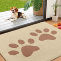 Smiry Dog Door Mat for Muddy Paws, Absorbs Moisture and Dirt, Low-Profile Entryway Mat with Non-Slip Backing, Entry Indoor Outdoor Doormat for Inside Floor (40x32 Inches, Light Beige, Paw)
