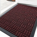 OLANLY Front Door Mat Outside Entrance 29.5x17, Absorbent, Heavy Duty Sturdy Natural Rubber Doormat Indoor Outdoor, Non-Slip, Stain and Fade Resistant, Low Profile Floor Mat for Entryway, Burgundy