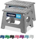 Handy Laundry Folding Lightweight Step Stool - Sturdy Enough to Support Adults - Opens Easy with One Flip - Great for Kitchen, Bathroom or Bedroom (Grey | 2-Pack)