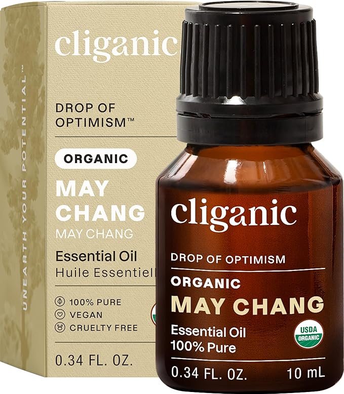Cliganic May Chang Essential Oil, 100% Pure Natural for Aromatherapy | Non-GMO Verified