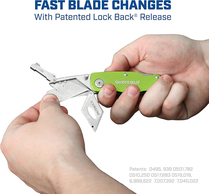 Sheffield Folding Utility Knife, Accepts Standard Utility Knife Blades, Box Cutter Aluminum Handle, Razor Blades Included, For Home, Office, Trades, and Warehouse