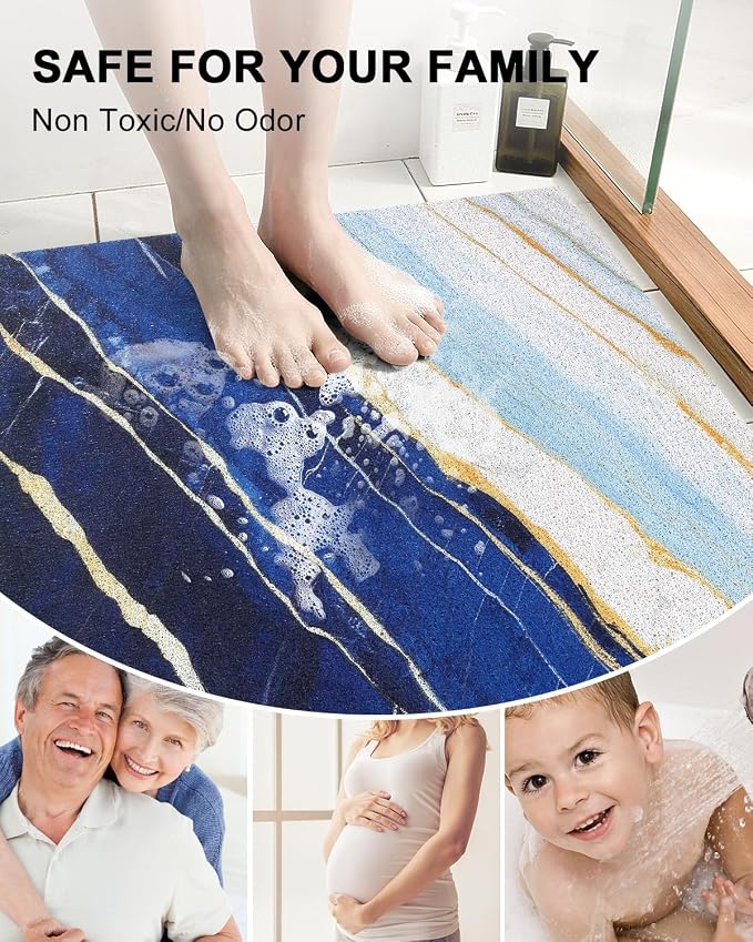 Non Slip Shower Mats for Inside Shower, 16x24 Inch Soft PVC Loofah Shower Mat, Foot Scrubber Anti-Slip Shower Mat,Quick Drying Shower Stall Mats for Wet Areas, Bathroom, Home, Hotel