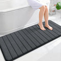 OLANLY Memory Foam Long Bathroom Rugs Runner 59x24, Super Soft Absorbent Bath Mat, Quick Dry, Machine Washable Shower Floor Rugs, Bathmat Carpet, Bathroom Home Decor Accessories, Dark Gray