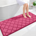 OLANLY Memory Foam Bath Mat Rug 59x24, Ultra Soft and Absorbent Bathroom Rugs, Non-Slip, Comfortable, Machine Washable Bath Carpet for Bathroom Floor, Tub, Shower and Home Decor Accessories, Deep Pink