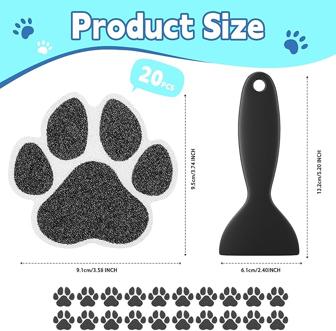Secopad Non-Slip Bathtub Stickers, 20 PCS Large Safety Bathroom Tubs Showers Treads Adhesive Decals with Premium Scraper (Black)