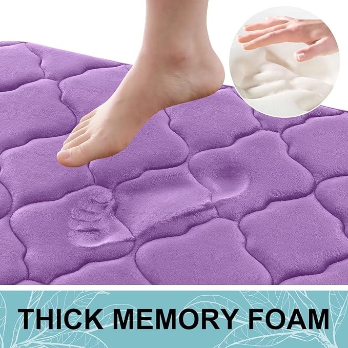 OLANLY Memory Foam Bath Mat Rug 47x20, Ultra Soft and Absorbent Bathroom Rugs, Non-Slip, Comfortable, Machine Washable Bath Carpet for Bathroom Floor, Tub, Shower and Home Decor Accessories, Lavender