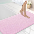 Smiry Luxury Chenille Bathroom Rugs 47x24, Extra Soft and Absorbent Shaggy Bath Mat, Machine Washable, Non-Slip Plush Carpet Runner for Tub, Shower, and Floor, Home Decor Accessories, Pink