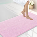 Smiry Luxury Chenille Bathroom Rugs 44x24, Extra Soft and Absorbent Shaggy Bath Mat, Machine Washable, Non-Slip Plush Carpet Runner for Tub, Shower, and Floor, Home Decor Accessories, Pink