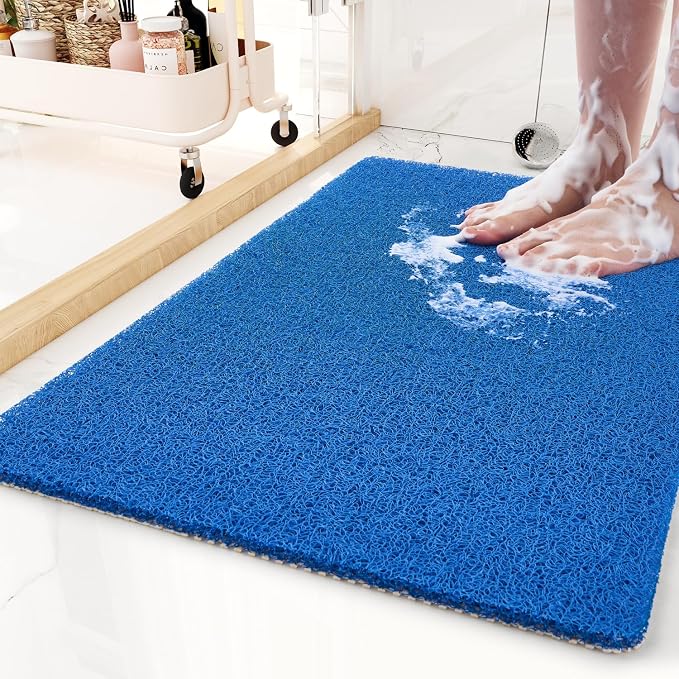 Non-Slip Bathtub Mat, 17x 30 Inch, Shower Mats for Bath Tub, PVC Loofah Bathroom Mats for Wet Areas, Quick Drying
