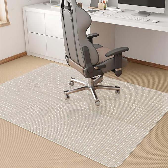 KMAT Office Chair Mat for Carpet, Computer Desk Mat,Clear Desk Chair Mat for Home Rolling Chair,Heavy Duty Floor Protector for Office-Easy to Clean,Anti-Slip-45 x53 Rectangular