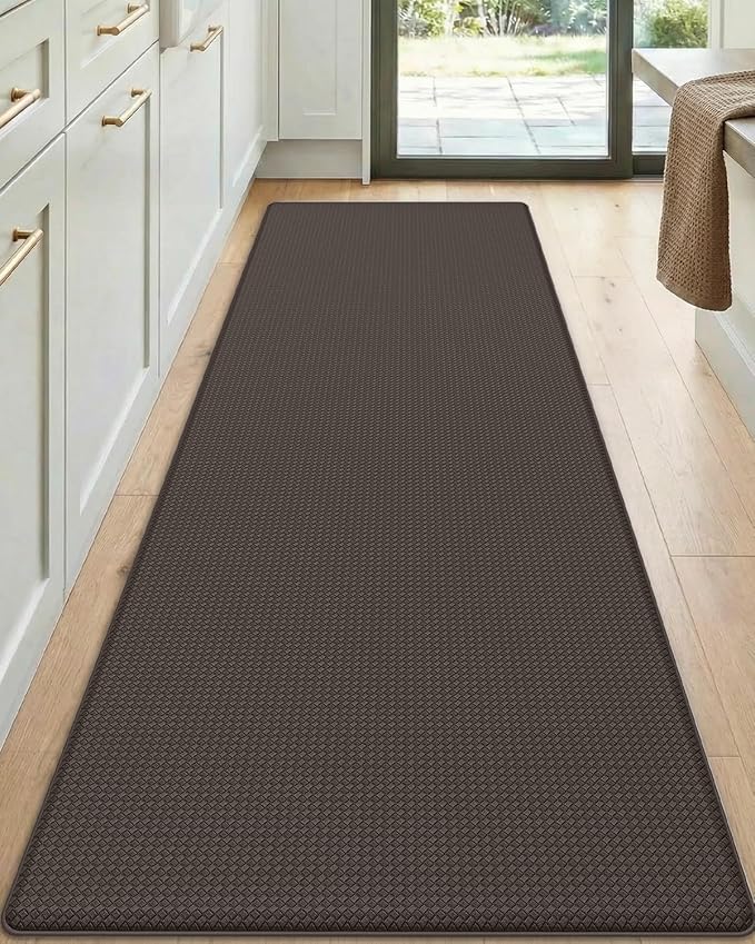 DEXI Kitchen Floor Mats Cushioned Anti Fatigue, 23x59, Large Wide Standing Runner Rug Waterproof, Comfort Memory Foam Padded for Front Sink Laundry, Brown