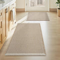 AMOAMI Waffle Bath Mats for Bathroom Bathroom Rugs Set of 2 Waffle Bathroom Mat 2 Pieces, Brown & Cream, 17" x 24" + 20" x 32"