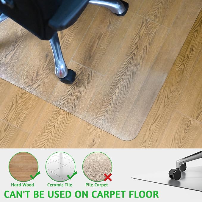 100pointONE Large Office Chair Mat for Hardwood Floor - 46" x 60" Clear Floor Protector Mat for Office Chair On Hardwood, Easy Glide Desk Chair Mat for Home & Office