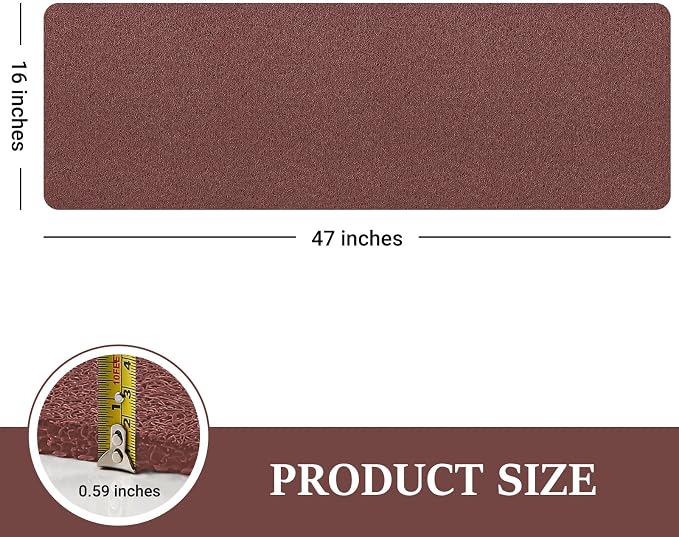 LuxStep Shower Mat Bathtub Mat,47x16 inch, Non-Slip Bath Mat with Drain, Quick Drying PVC Loofah Bathmat for Tub,Shower,Bathroom,Reddish Brown