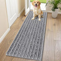 Smiry Dog Door Mat for Muddy Paws 70x24, Absorbent Dirt Trapper, Non-Slip Washable Chenille Entryway Rug for Inside Floor, Grey, Layered Pattern