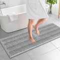 OLANLY Thick Bathroom Runner Rugs 59x20, Absorbent Chenille Striped Bath Rugs, Rubber Backing, Machine Wash, Extra Long Bath Mats for Bathroom Floor, Tub and Shower, Home Decor Accessories, Light Grey