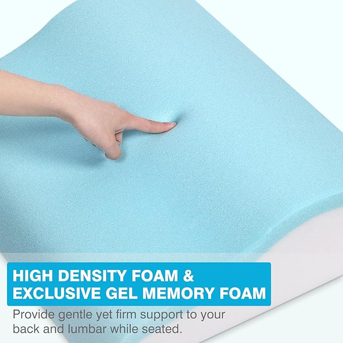 Lumbar Support Pillow for Recliner & Back Pillow for Couch, Dual Layer Memory Foam Back Support for Deep Recliner Chair for Senior Citizen to Sit Up Straight Light Grey